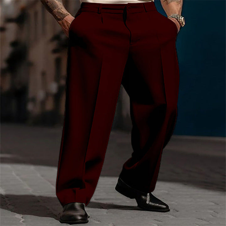 Men's Classic Suit Trousers with High Waistband and Wide Legs Lune London