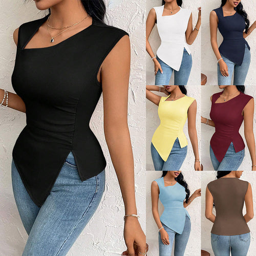 Asymmetrical top for women with elegant draping and trendy cut Chic & Stil