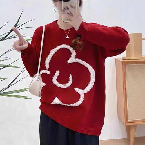 Oversized sweater for women with 3D floral design Amarae