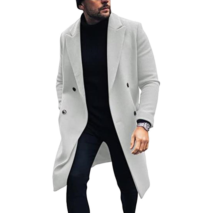 Modern long coat for men with double-breasted buttons and elegant lapels Amarae