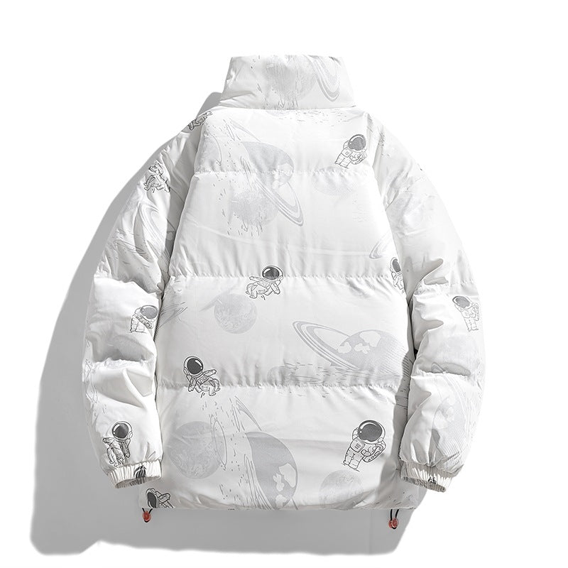 Ladies futuristic quilted jacket with astronaut patterns Amarae