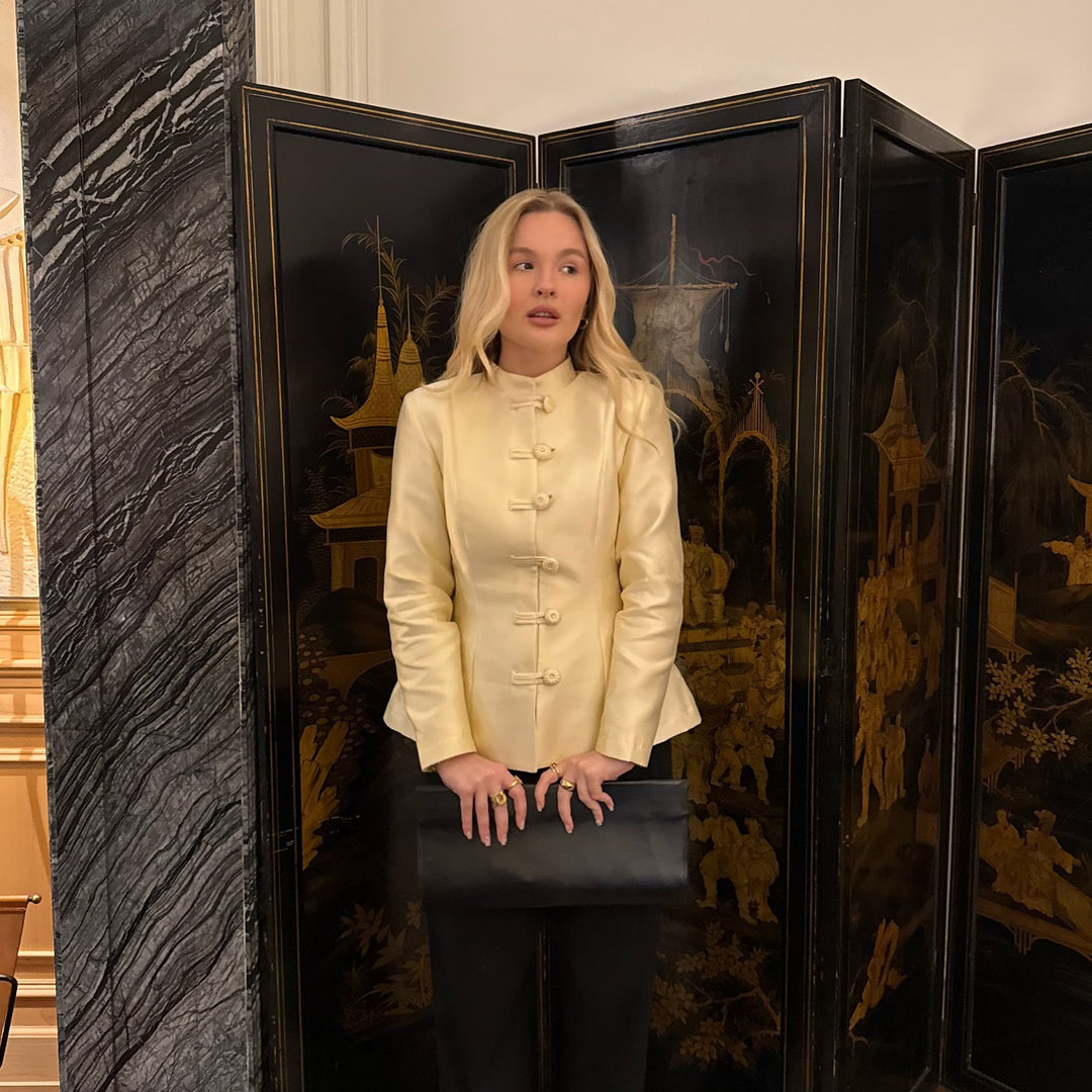 Women's tailored blazer with cord buttons, bell hem and Viennese seams Amarae
