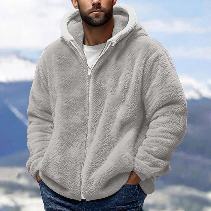 Men's Cozy Teddy Fleece Zip-Up Hoodie with Oversized Fit Amarae