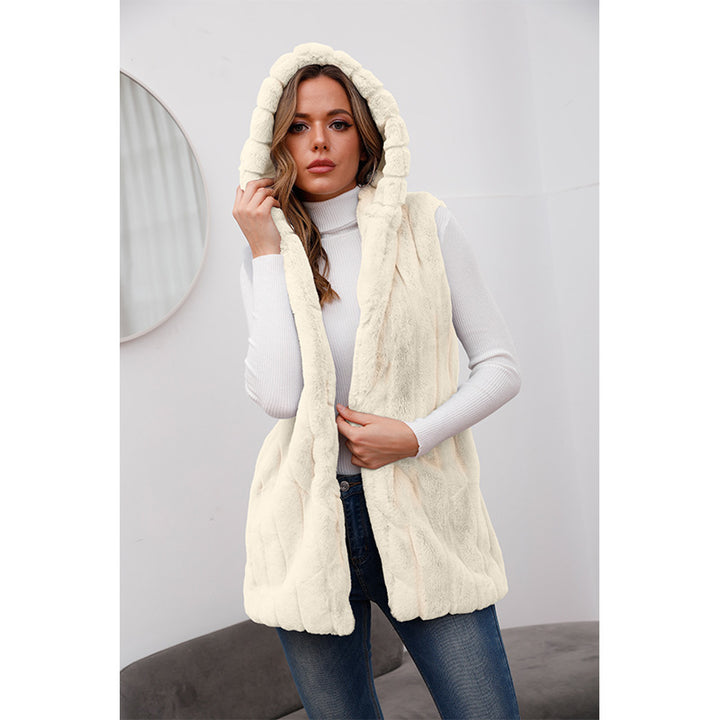 Ladies Elegant Hooded Faux Fur Vest Lune London