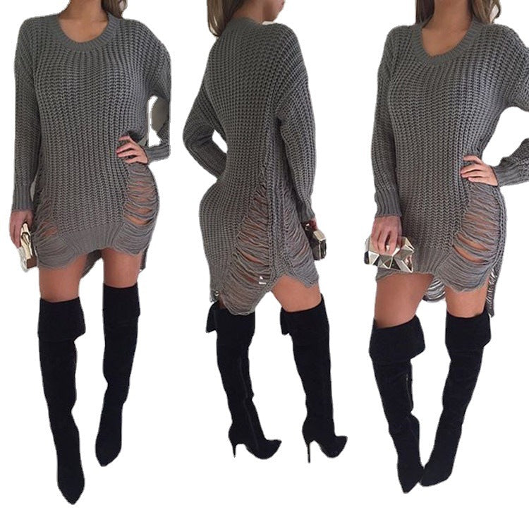 Knit dress for women with a casual cut-out design and modern details Lune London