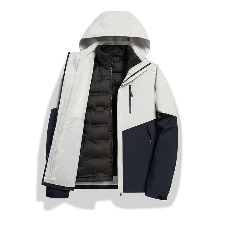 Men's two-in-one weather protection jacket with detachable quilted inner lining, hood, and waterproof membrane Amarae