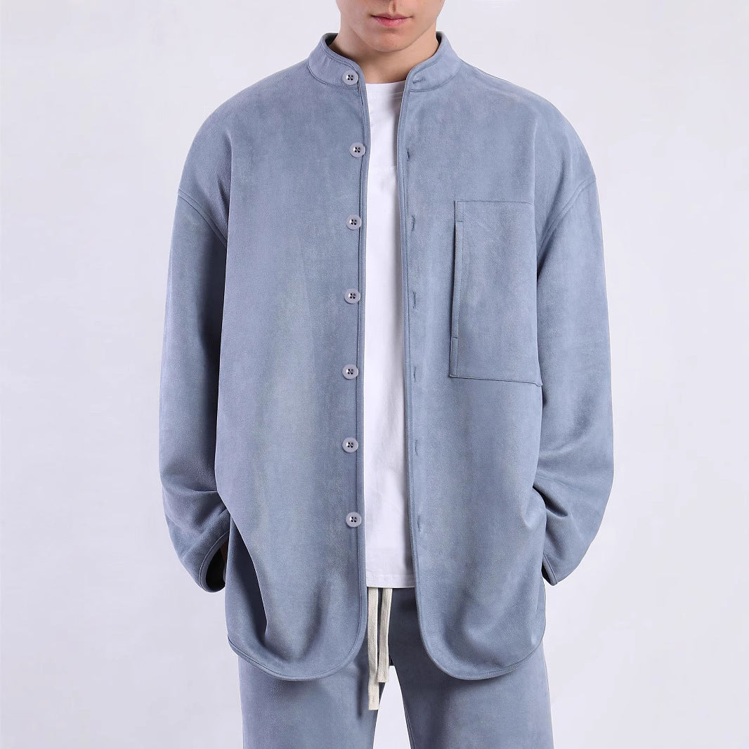 Men's Fashion Shirt with Practical Chest Pocket and Modern High Collar Lune London