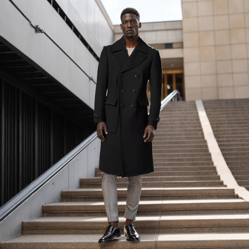 Elegant double-breasted coat for men made of high-quality material Amarae