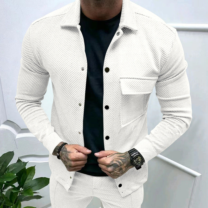 Men's elegant casual top with textured design and practical chest pocket Amarae