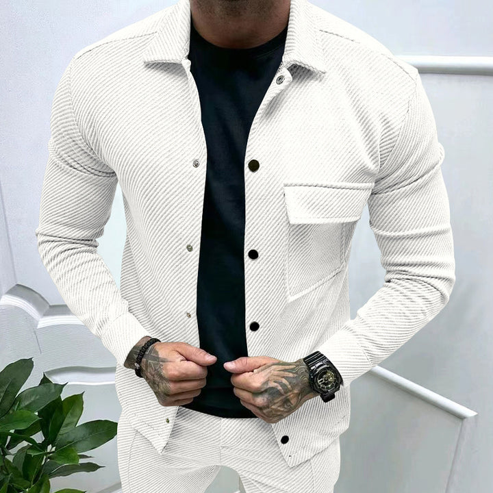 Men's elegant casual top with textured design and practical chest pocket Amarae