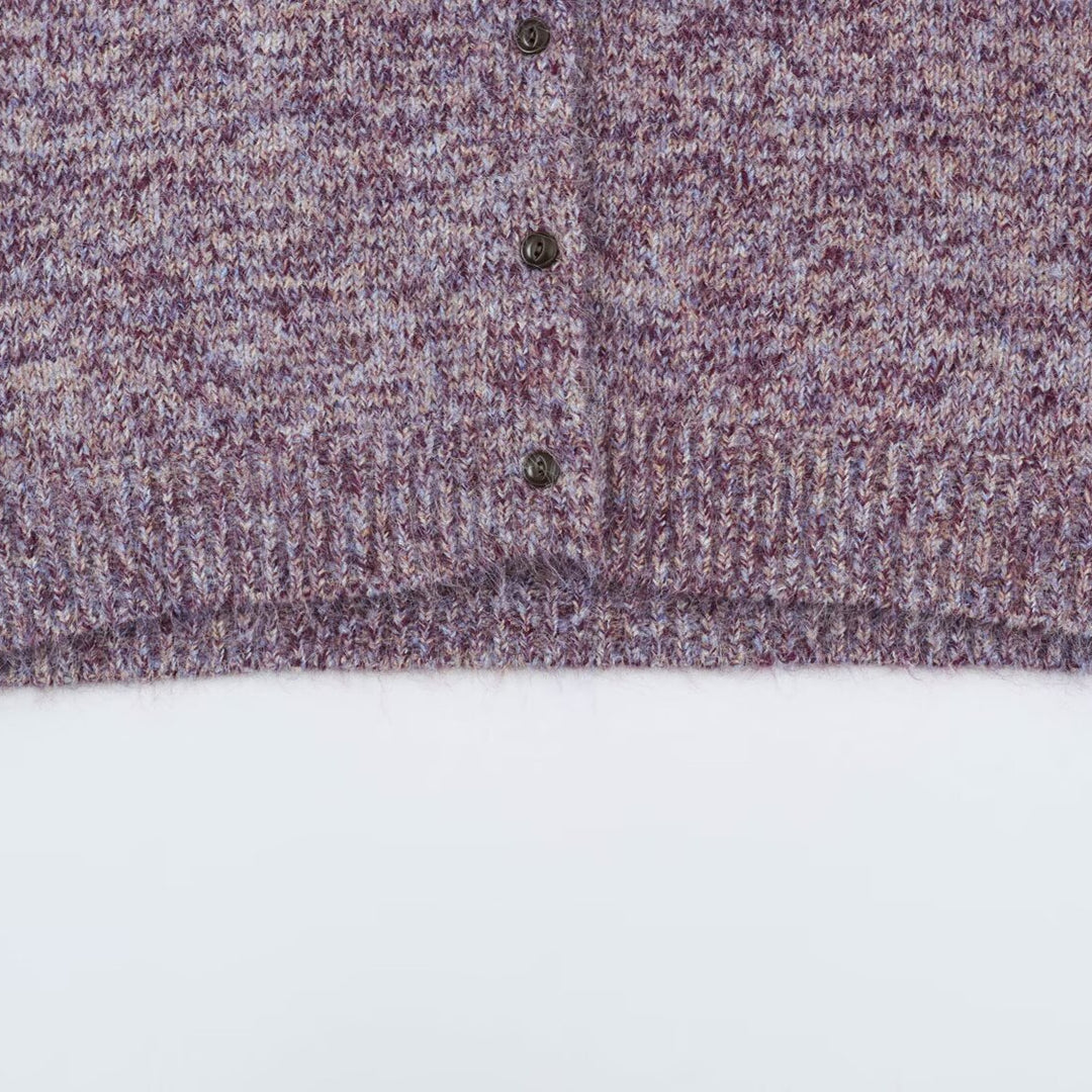 Women's Chunky Knit Cardigan with High Roll Neck and Continuous Button Placket Amarae