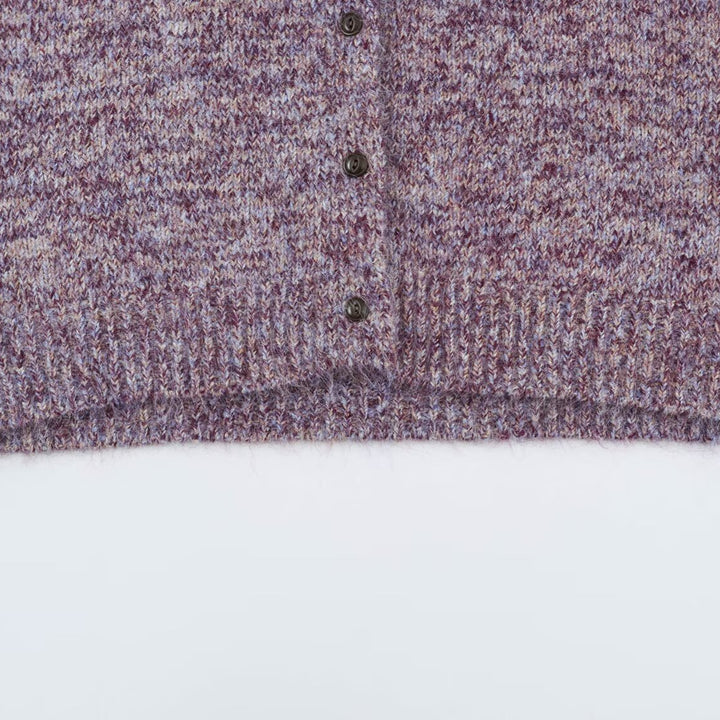 Women's Chunky Knit Cardigan with High Roll Neck and Continuous Button Placket Amarae