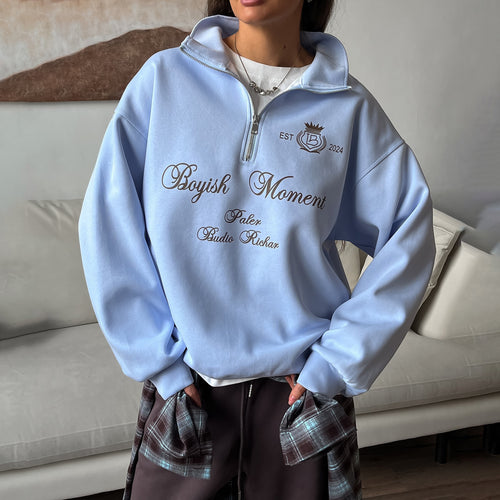 Women's sweatshirt with modern high collar and creative print Amarae