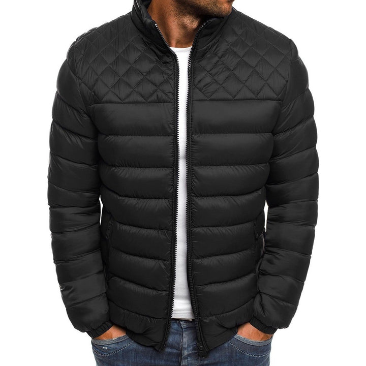 Quilted down jacket for men with a high collar and practical pockets Lune London