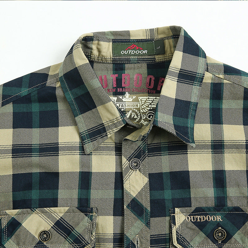 Checkered shirt for men with practical chest pockets Amarae