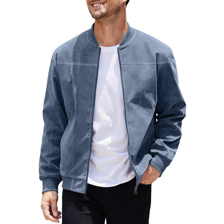Stylish bomber jacket for men with high collar and structured fabric Lune London