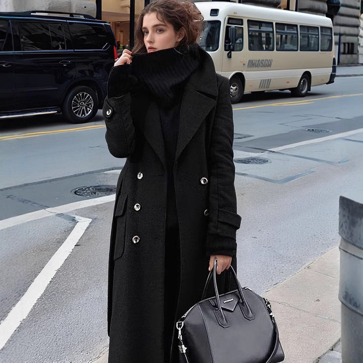 Ladies Classic Double-Breasted Wool Coat Amarae