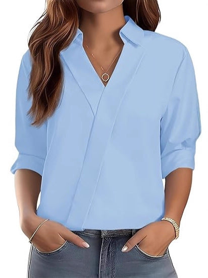 Femmes élégante blouse à col en V avec design texturé Chic & Stil
