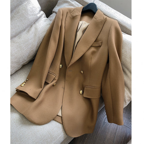 Chic Double-Breasted Elegant Blazer for Women with Metal Buttons and Style