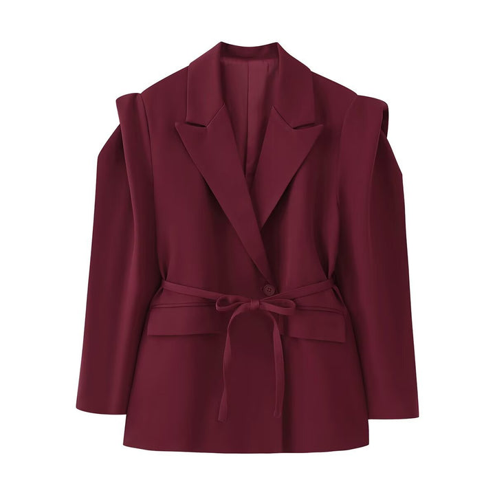 Ladies elegant blazer with tie belt and structured sleeves Lune London