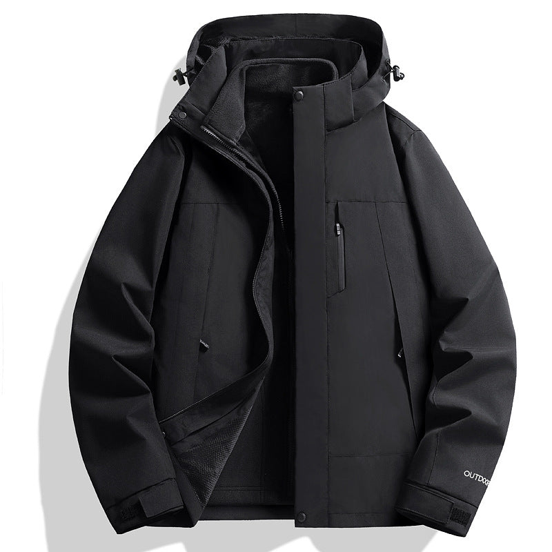 Men's Waterproof Softshell Rain Jacket with Fleece Lining and Adjustable Hood Amarae