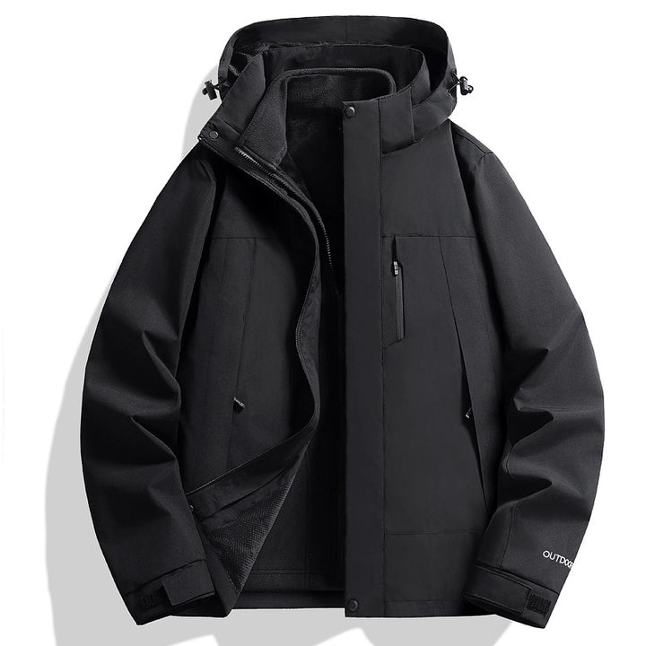 Men's Waterproof Softshell Rain Jacket with Fleece Lining and Adjustable Hood Amarae