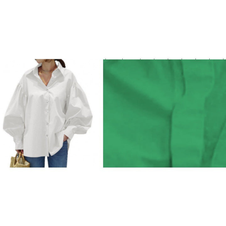 Women's Oversize Blouse with Balloon Sleeves and Shirt Collar Amarae