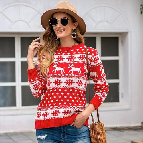 Christmas sweater for women with festive reindeer design and classic Norwegian pattern Amarae