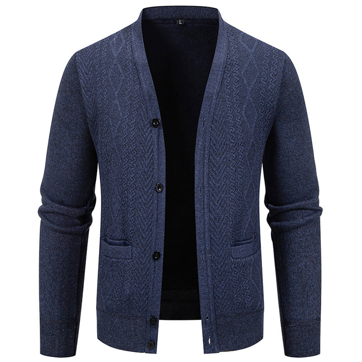 Men's classic cardigan with structured design and practical pockets Lune London