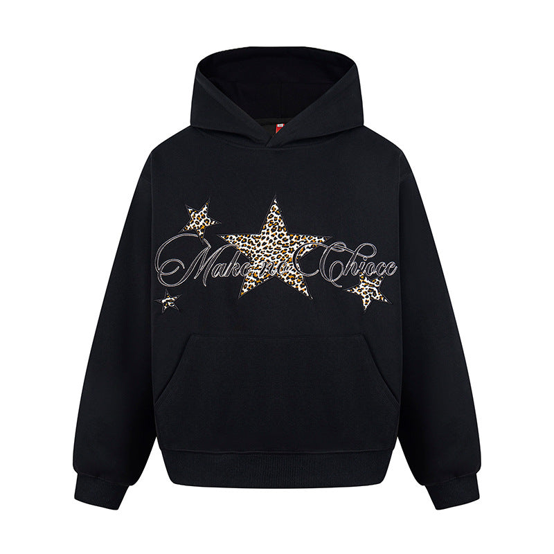 Women's Oversized Hoodie with Kangaroo Pocket and Leo-Star Print Amarae