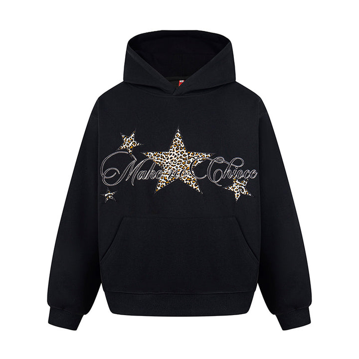 Women's Oversized Hoodie with Kangaroo Pocket and Leo-Star Print Amarae