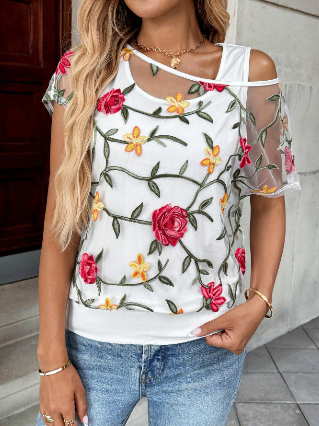 Women's blouse with floral appliqués Lune London