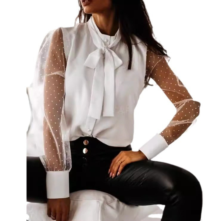 Elegant blouse for women with transparent sleeves Lune London