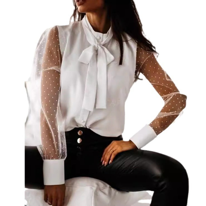 Ladies elegant blouse with transparent sleeves Lune London