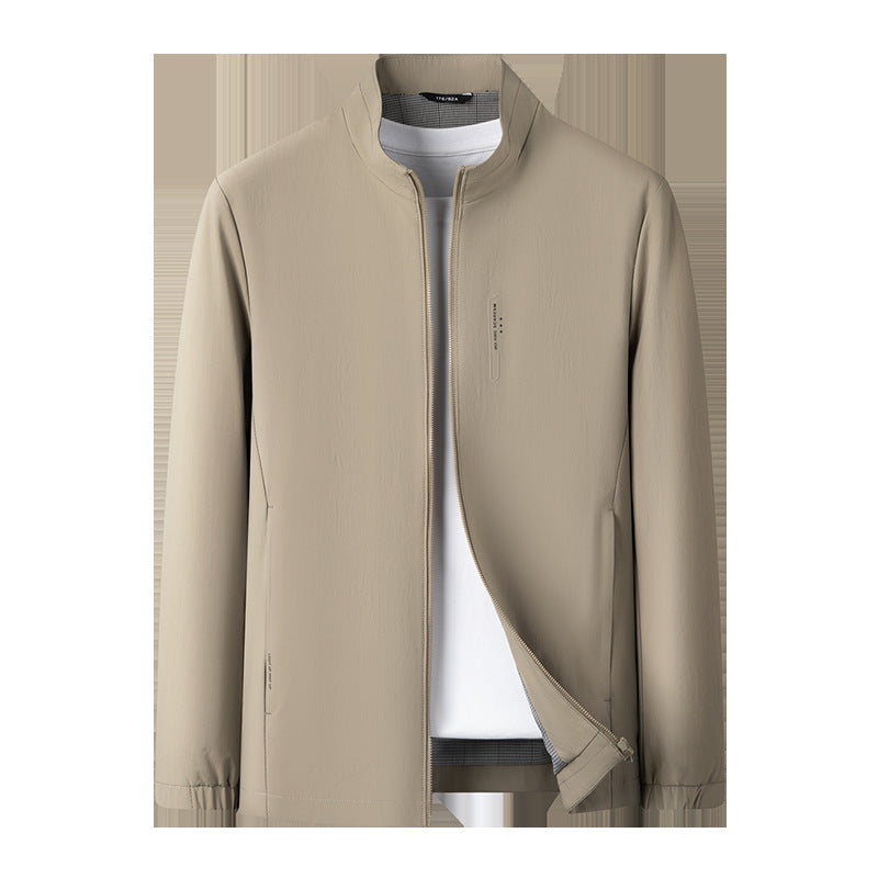 Men's lightweight technical transitional jacket with stand-up collar, wind- and water-repellent surface, and elastic cuffs Amarae