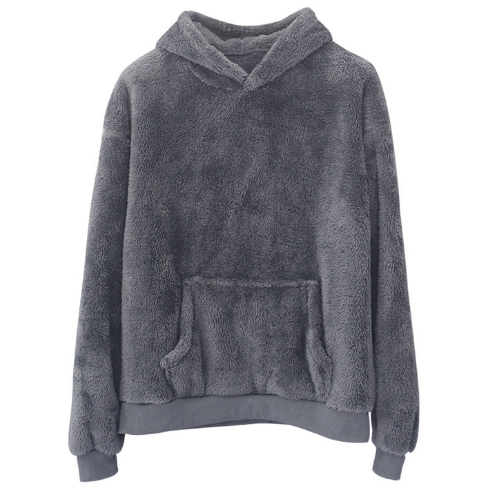Ladies cozy fleece hoodie with kangaroo pocket and elastic cuffs Lune London
