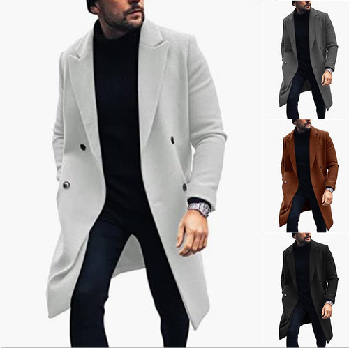 Modern long coat for men with double-breasted buttons and elegant lapels Amarae