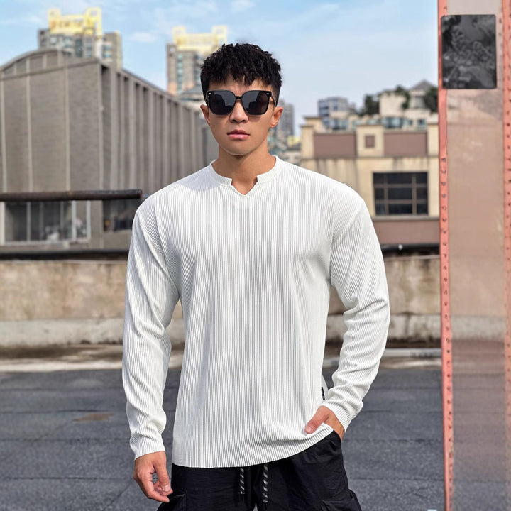Men's long sleeve top with an innovative rib design and a trendy high collar Lune London