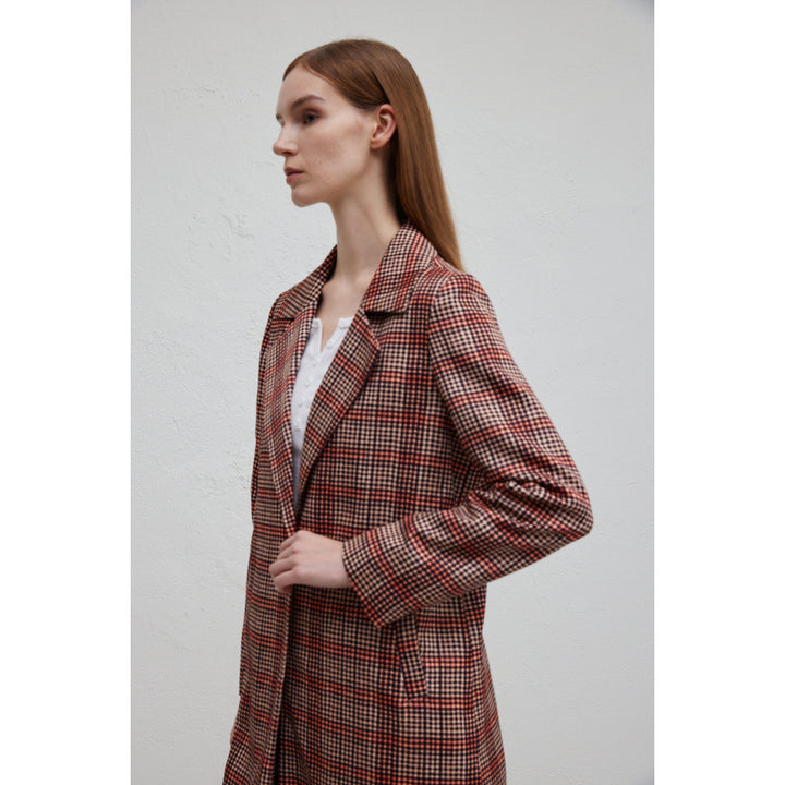 Women checkered coat elegant with double breasted and relaxed fit Amarae