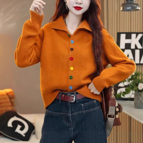 Short knitted jacket for women with colorful button details Amarae