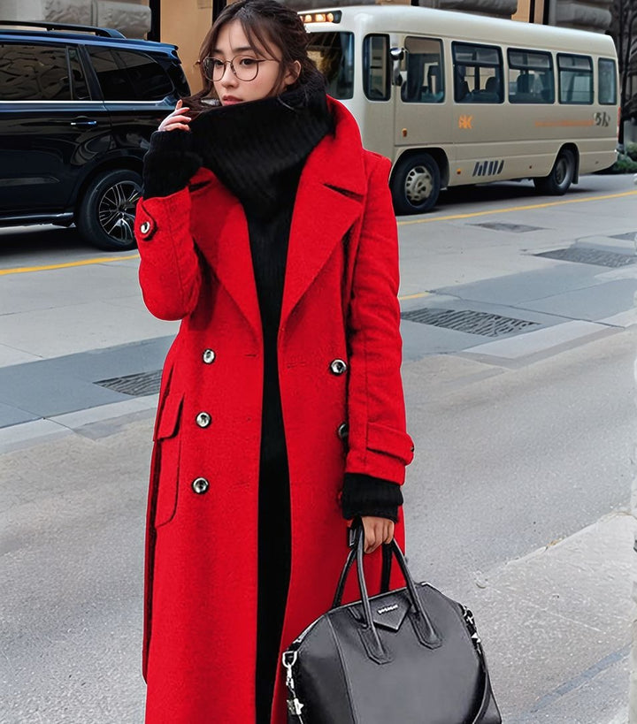 Women's trendy long coat with chic lapels Lune London