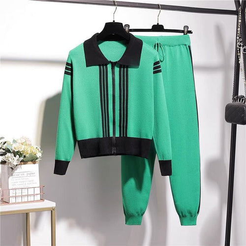 Women's knit zip lounge set with sporty details Amarae