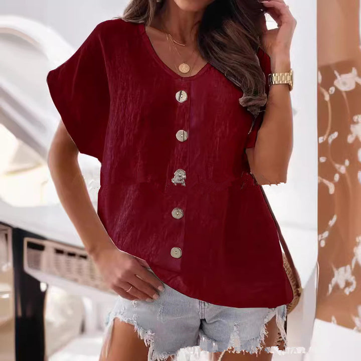 Casual blouse for women with button placket and asymmetrical cut Lune London