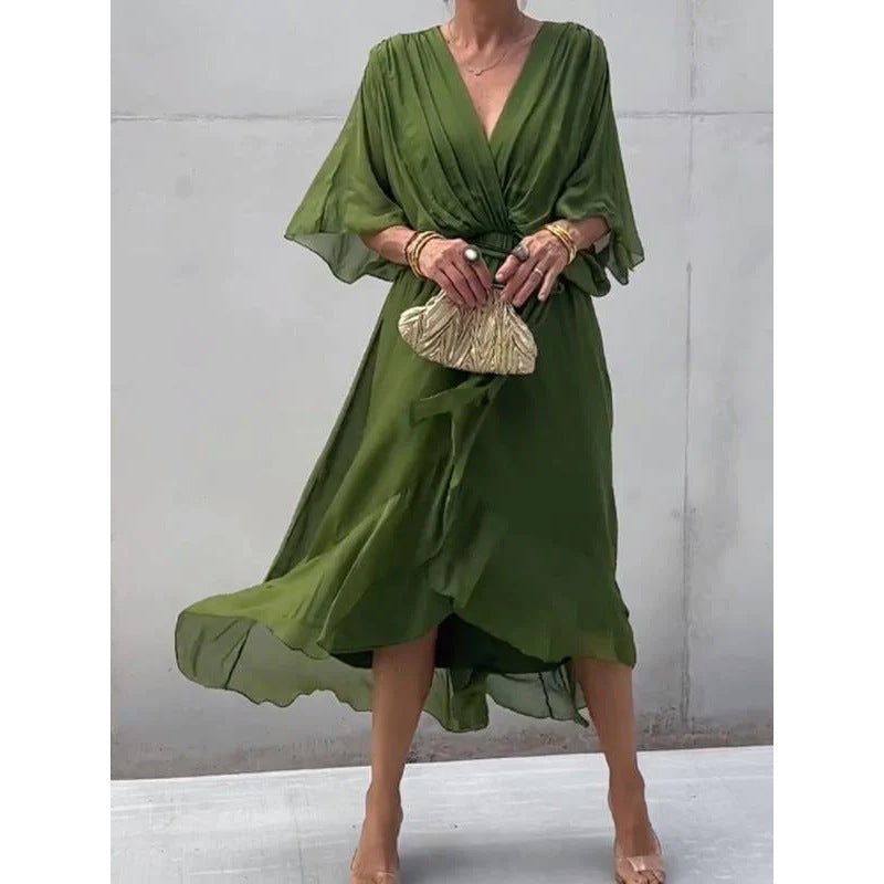 Lune London | Lacing Batwing Sleeve Asymmetrical Dress