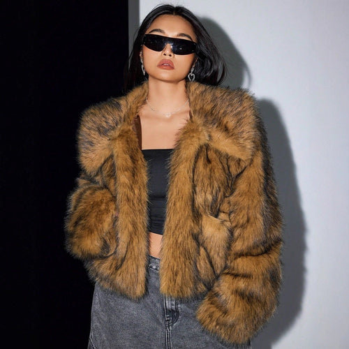 Ladies Chic and Stylish Faux Fur Jacket