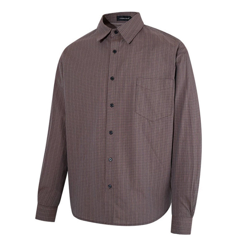 Men's long sleeve shirt in fine Glencheck with chest pocket and straight cut Amarae