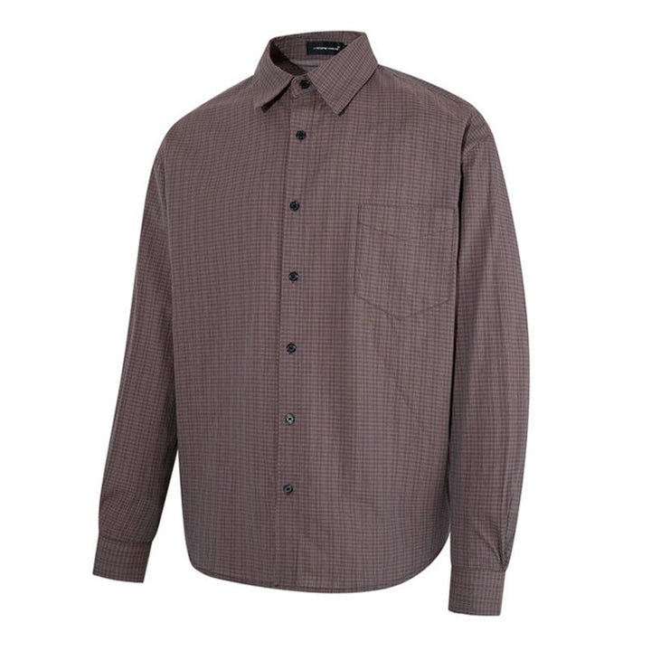 Men's long sleeve shirt in fine Glencheck with chest pocket and straight cut Amarae