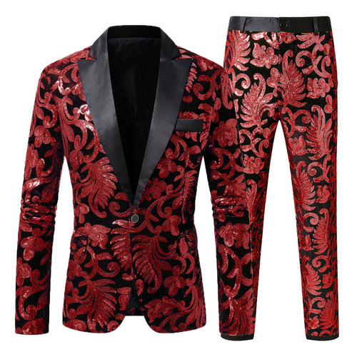 Men's Elegant sequin tuxedo set with floral pattern Amarae