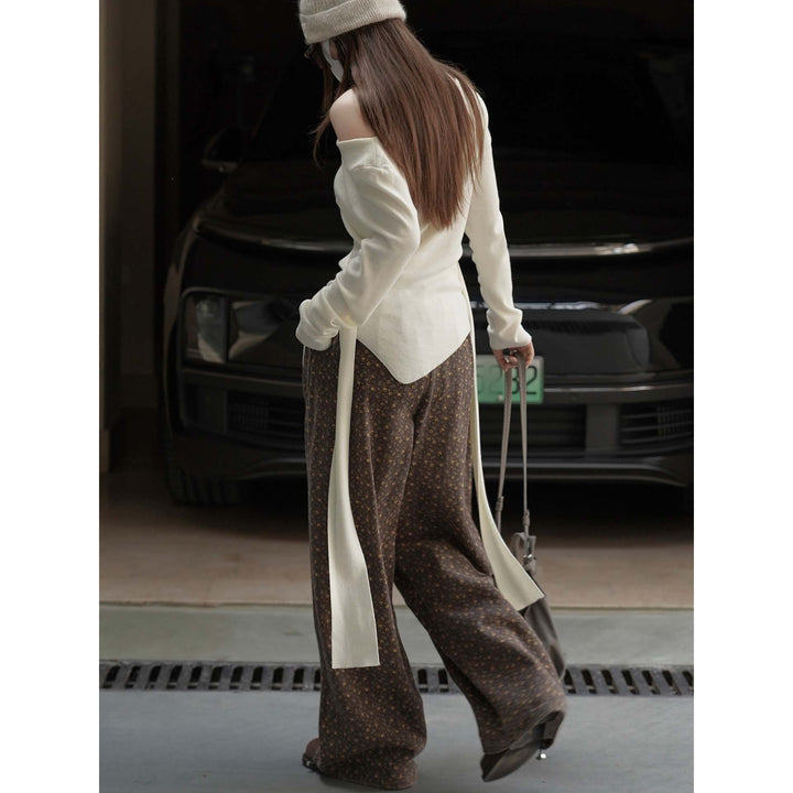 Women's Asymmetric One-Shoulder Fine Knit Top with Ties Amarae