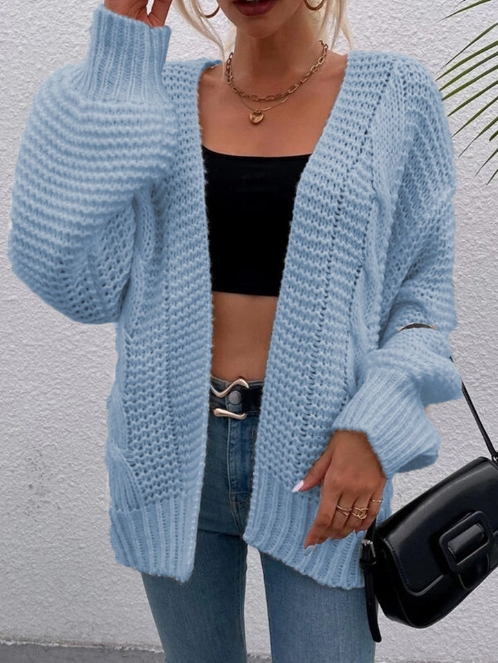 Women Oversized Casual Patterned Vest with Deep Pockets and Wave Structure Lune London